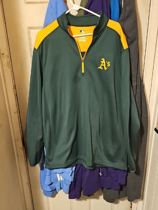 MLB Other - MLB Oakland Athletics Green and Yellow Quarter-Zip Pullover